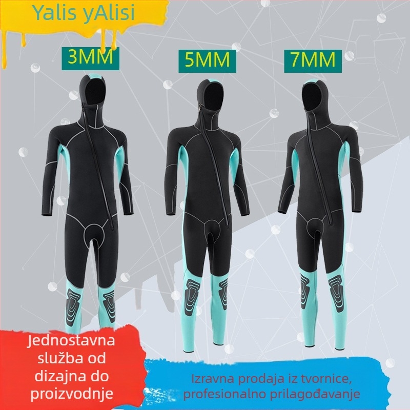 Yalisi Unisex 3/5/7 mm jednodijelni wetsuit za ronjenje i snorkeling, sve sezone zaštita od hladnoće