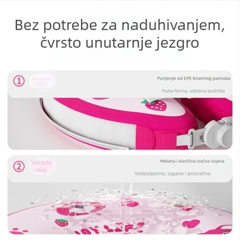 Dječji plutajući prsten za vrat, debeli dizajn protiv preokretanja, karikaturni uzorak, materijal: ekološki prihvatljiv PVC