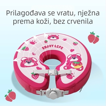 Dječji plutajući prsten za vrat, debeli dizajn protiv preokretanja, karikaturni uzorak, materijal: ekološki prihvatljiv PVC