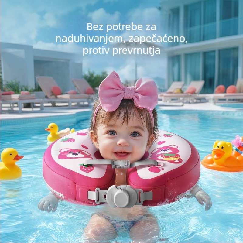 Dječji plutajući prsten za vrat, debeli dizajn protiv preokretanja, karikaturni uzorak, materijal: ekološki prihvatljiv PVC