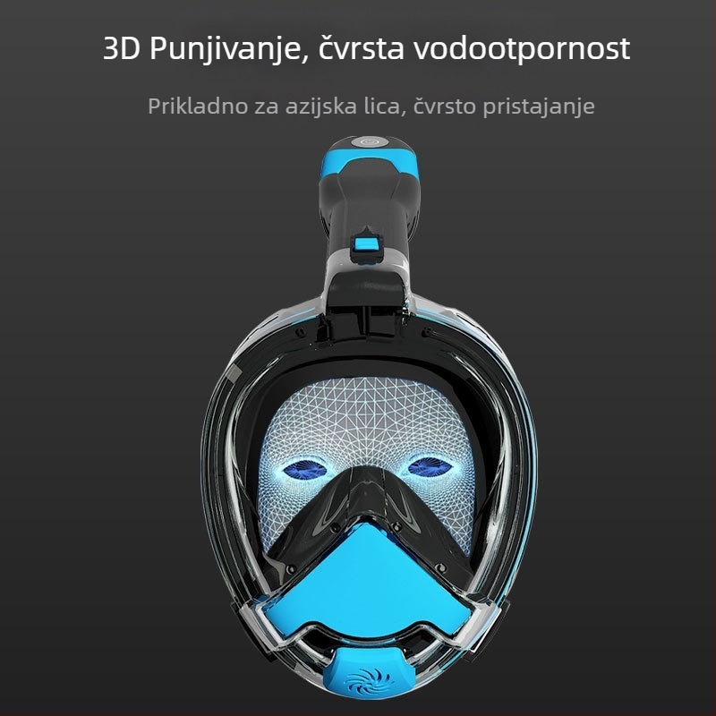 Maska za šnorkanje sa pametnim sustavom čistog zraka, silikon + PC konstrukcija, HD vidljivost, anti-zamućenje i anti-zagušenje