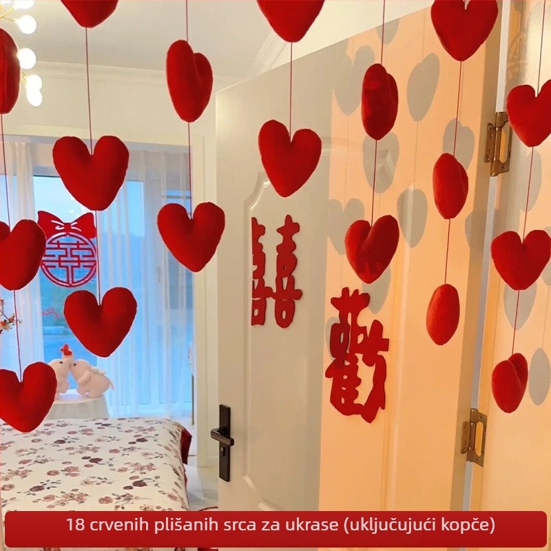 Vrata zavjesa u obliku srca – set svadbene dekoracije sobe, materijal traka, rekviziti za uređenje prostora