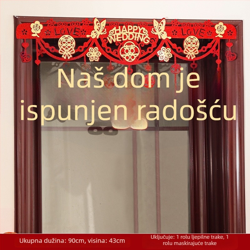 Vrata zavjesa u obliku srca – set svadbene dekoracije sobe, materijal traka, rekviziti za uređenje prostora