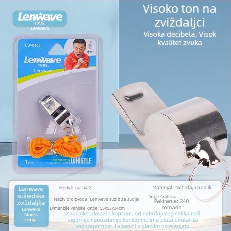 Langwei zviždaljka od nehrđajućeg čelika – model LW-0456/0455, sportski sudac, školski sportovi, pakiranje 480