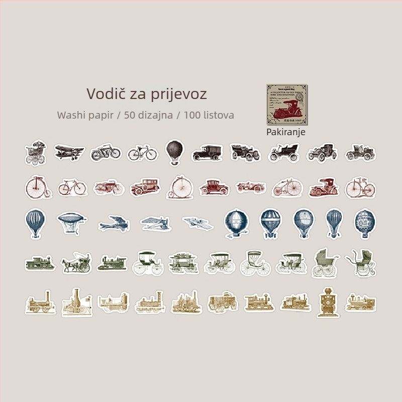 Kutije naljepnica — retro stil, ljepilo, 100 komada, težina 19 g, brend DREHOP