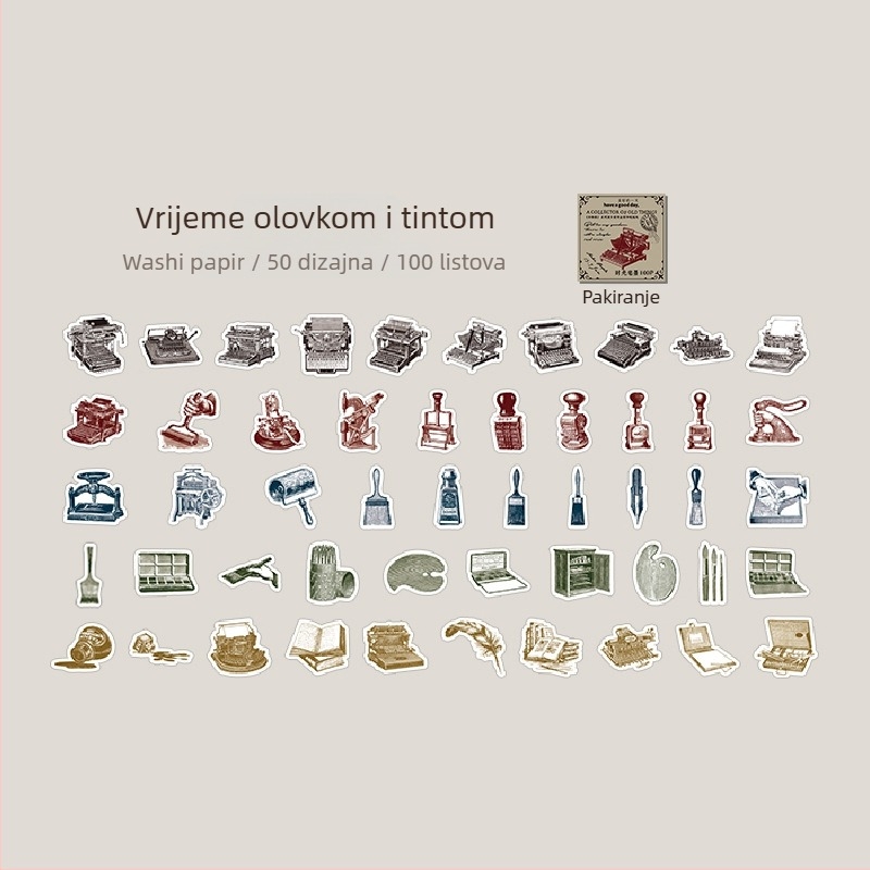 Kutije naljepnica — retro stil, ljepilo, 100 komada, težina 19 g, brend DREHOP