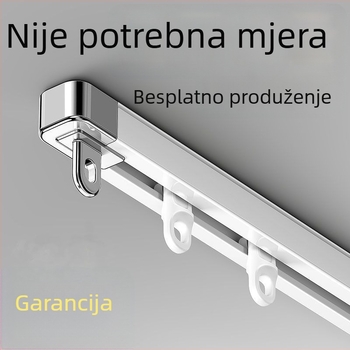 Sustav šina za zavjese za prozor — aluminijska legura, proširiv, tih, dvostruka tračnica, klizni kotači