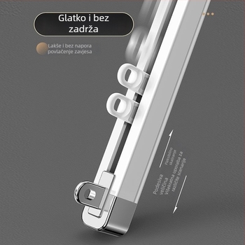 Sustav šina za zavjese za prozor — aluminijska legura, proširiv, tih, dvostruka tračnica, klizni kotači