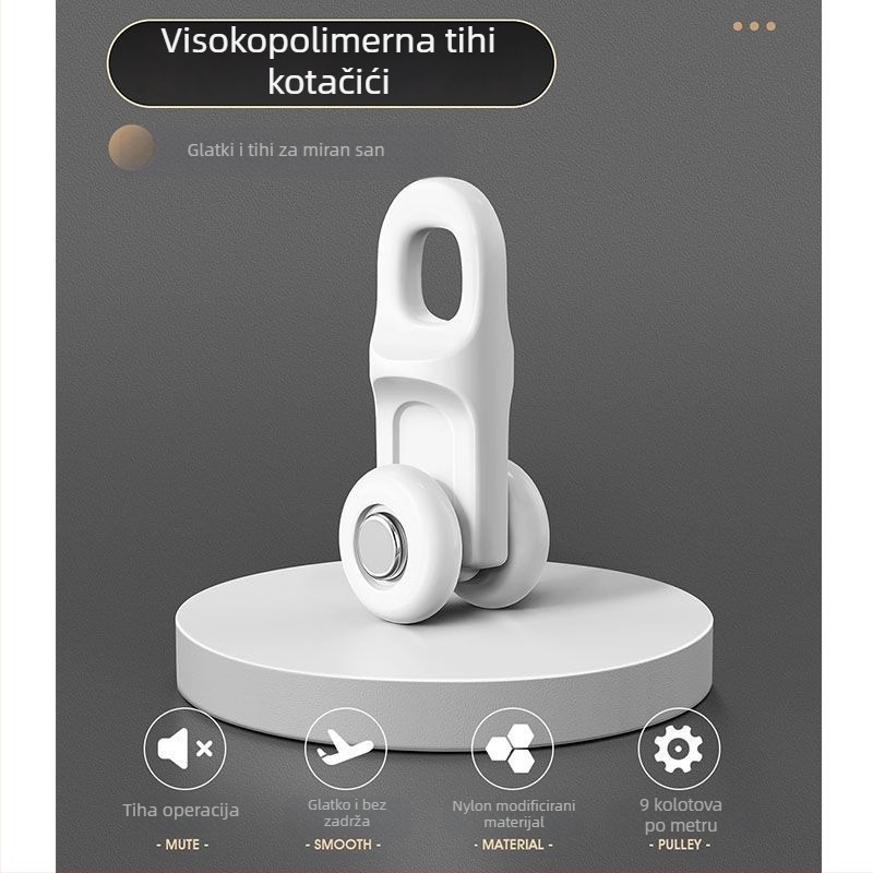 Sustav šina za zavjese za prozor — aluminijska legura, proširiv, tih, dvostruka tračnica, klizni kotači