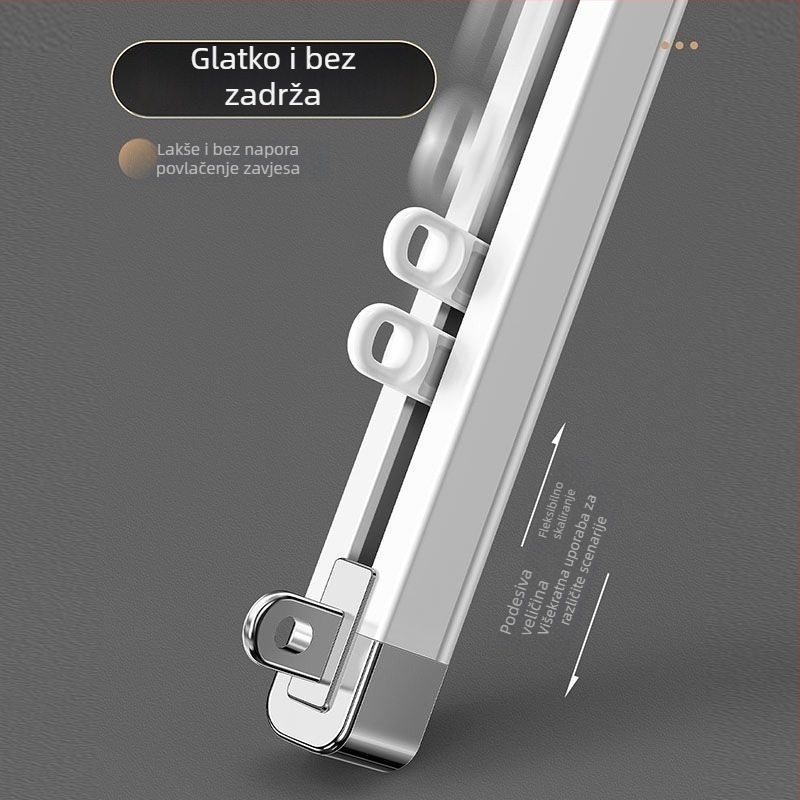 Sustav šina za zavjese za prozor — aluminijska legura, proširiv, tih, dvostruka tračnica, klizni kotači