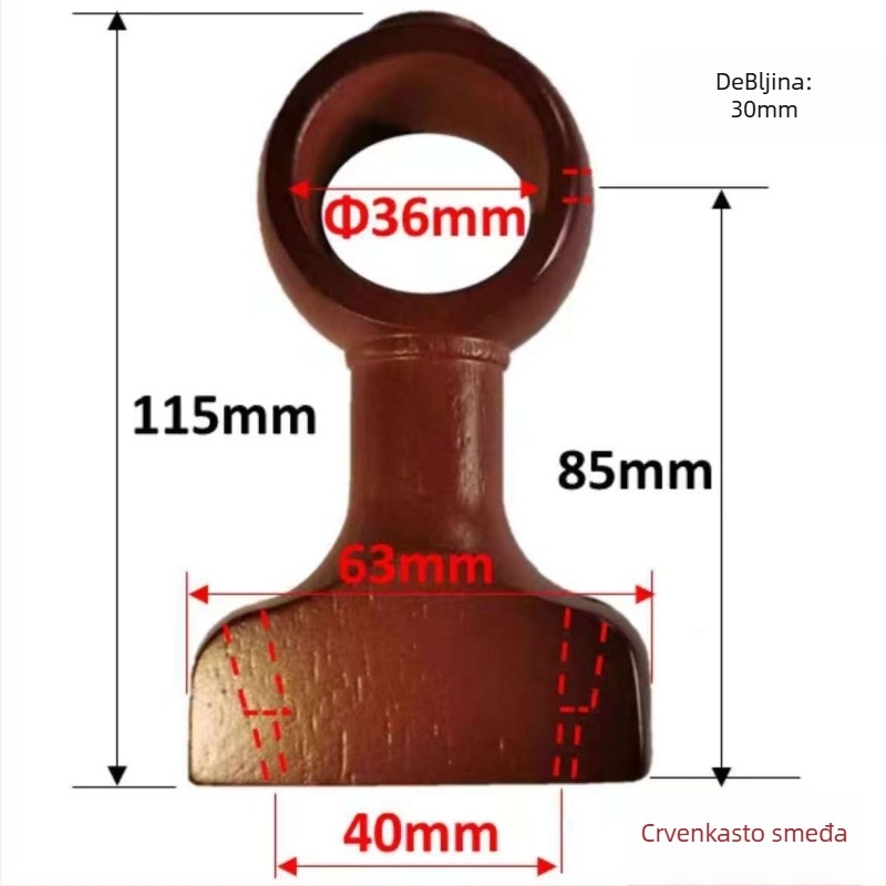 Drvena baza nosača zavjese za šipku s dekorativnim vrhom – jednokraki i dvokraki nosači, univerzalna prilagodba, moderni minimalistički stil