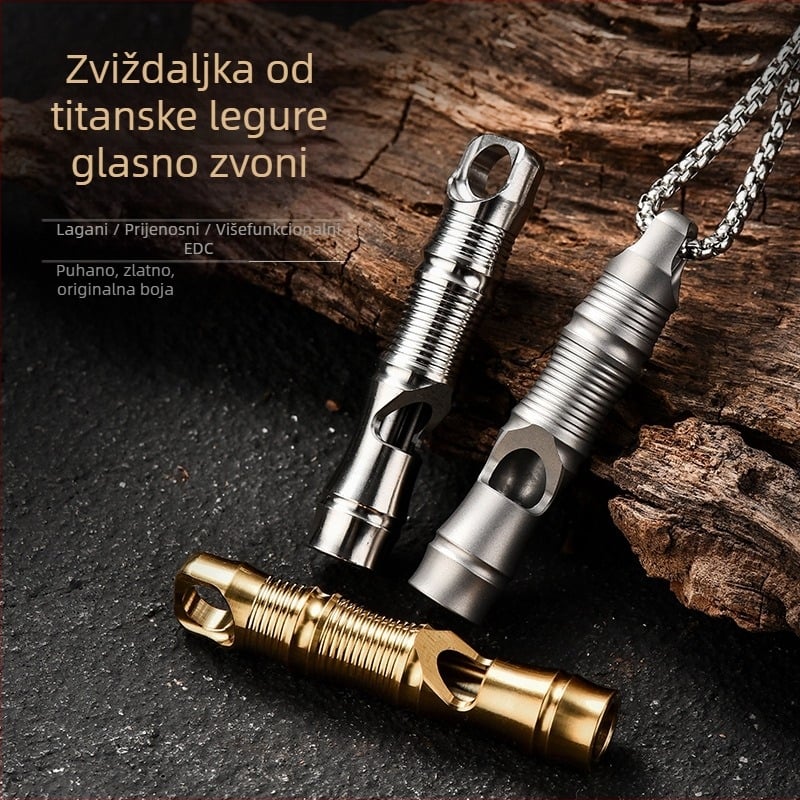 Pioneer EDC zviždaljka od titanijske legure – prilagodljiva vanjska zviždaljka za spašavanje s tiskanim logom
