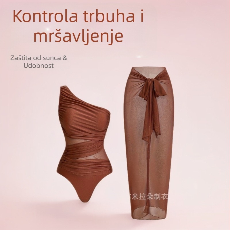 Jednodijelni kupaći kostim s jastučićima za prsa, UV zaštita, mreža za pokrivanje trbuha, poliester tkanina, podstava od poliestera