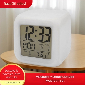 Emry budilica s LCD zaslonom, elektroničkim pogonom, napajanjem baterijama, termometrom, kalendarom i osvjetljenjem
