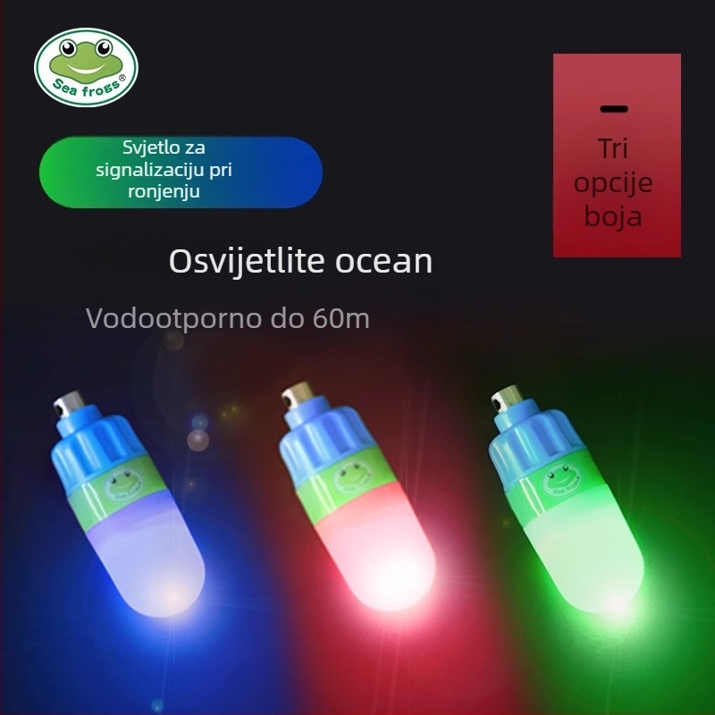 Seafrogs SOS potapljačko signalo svjetlo — ABS ručna podvodna svjetiljka, vodootporna do 60 m, potapljačko svjetlo za noćne potrage, mogućnost prilagodbe logotipa