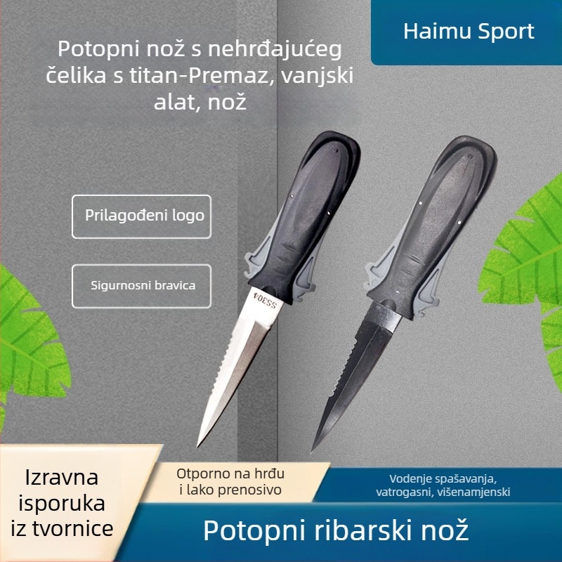 Nerđajući čelik nož za ronjenje s rezom za linije i ribolovnim nožem — prilagodljiv