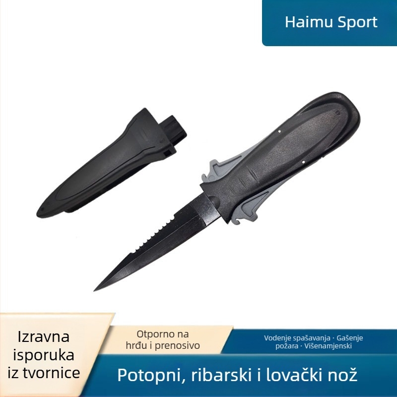 Nerđajući čelik nož za ronjenje s rezom za linije i ribolovnim nožem — prilagodljiv