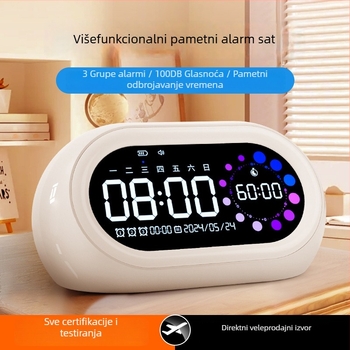 Inteligentni budilnik s vizualnim tajmerom, veliki digitalni zaslon, dugotrajna baterija, USB napajanje