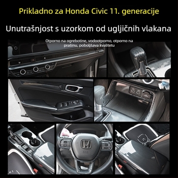 Unutarnja prilagodba za Honda Civic 11. generacije: okvir središnjeg pločnog sustava s stražnjim otvorom za ventilaciju i staklenim prekidačem, ABS