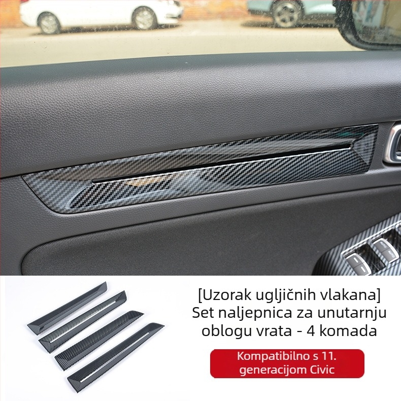 Unutarnja prilagodba za Honda Civic 11. generacije: okvir središnjeg pločnog sustava s stražnjim otvorom za ventilaciju i staklenim prekidačem, ABS