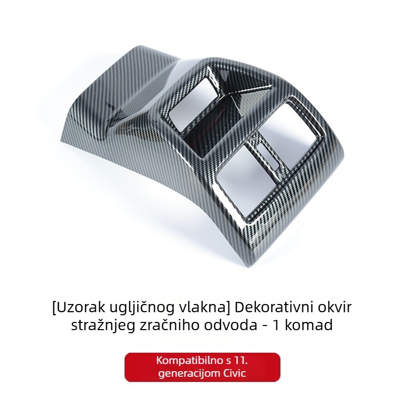 Unutarnja prilagodba za Honda Civic 11. generacije: okvir središnjeg pločnog sustava s stražnjim otvorom za ventilaciju i staklenim prekidačem, ABS