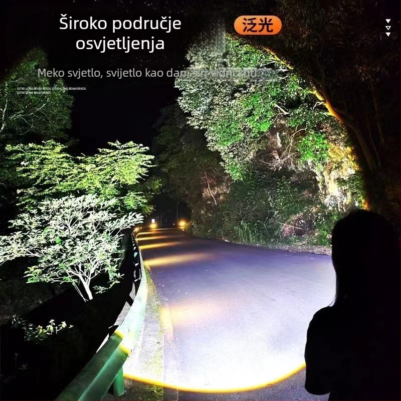 Prijenosna LED baterijska svjetiljka s optičkim zumom - 5W, 800 mAh baterija, punjenje, Power Bank, domet 200-500 m