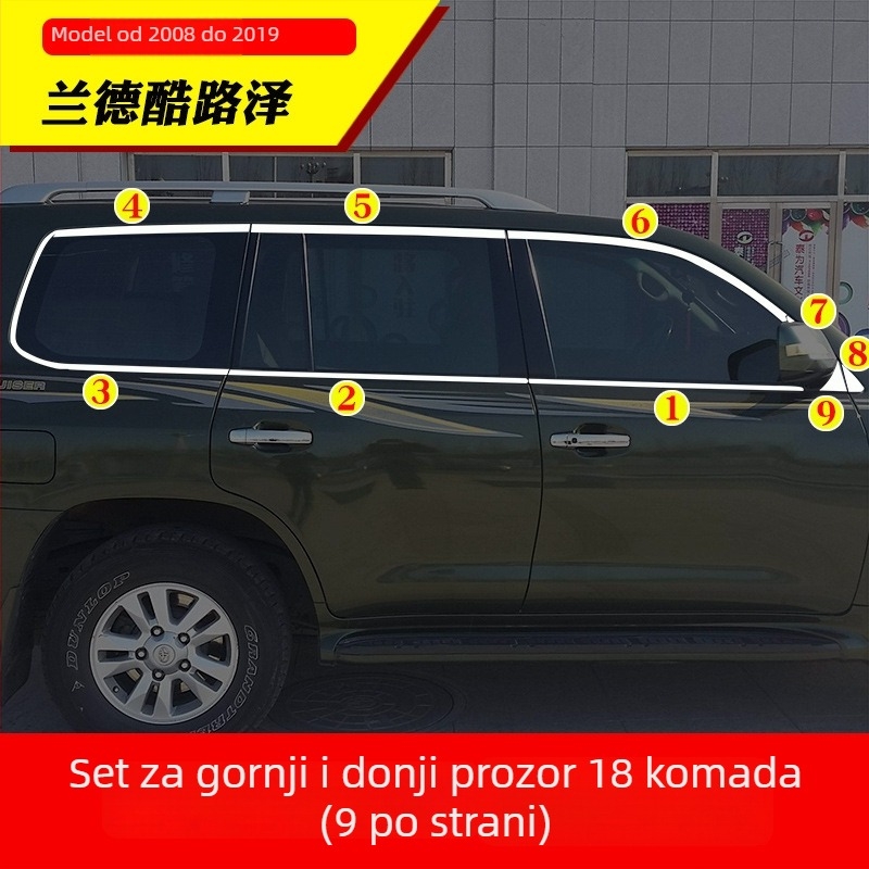 Dekorativne trake za prozore Toyota Prado/Land Cruiser (2004–2020) – naljepnice za karoseriju