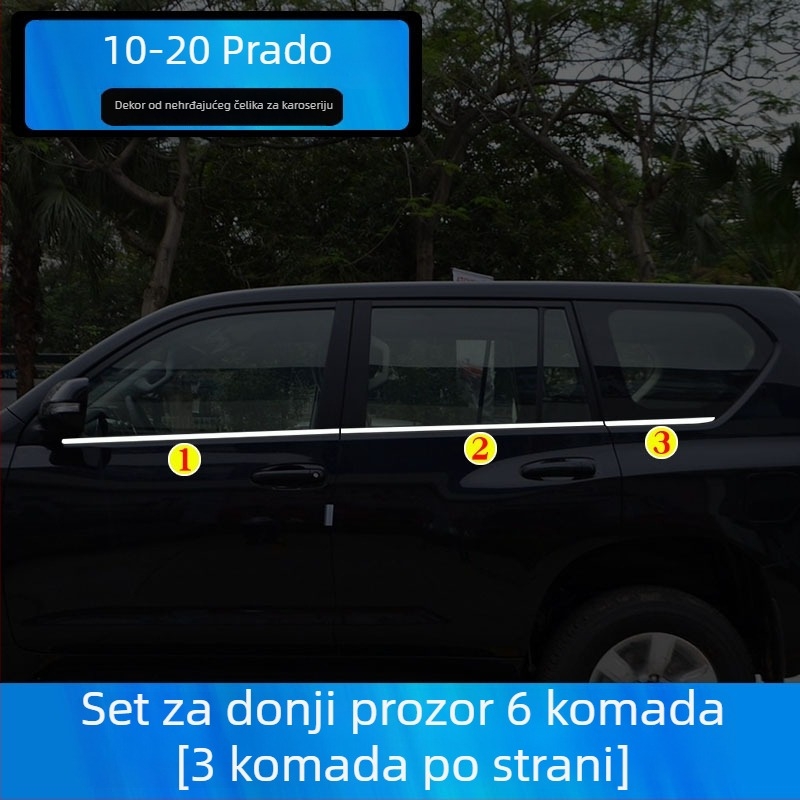 Dekorativne trake za prozore Toyota Prado/Land Cruiser (2004–2020) – naljepnice za karoseriju