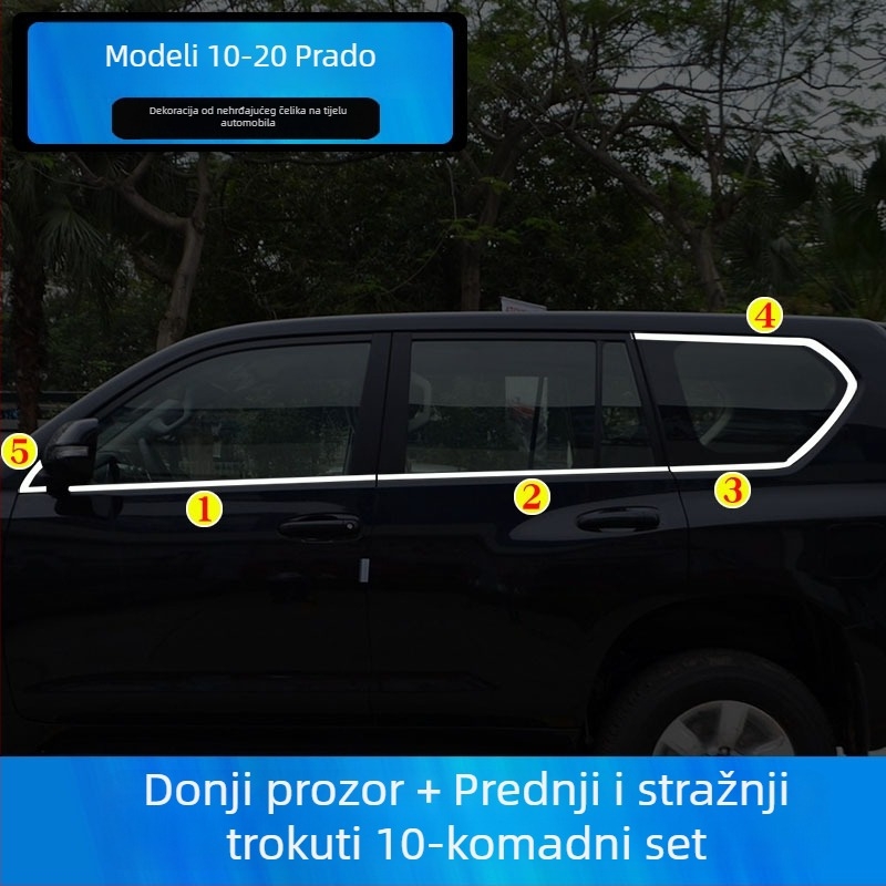 Dekorativne trake za prozore Toyota Prado/Land Cruiser (2004–2020) – naljepnice za karoseriju