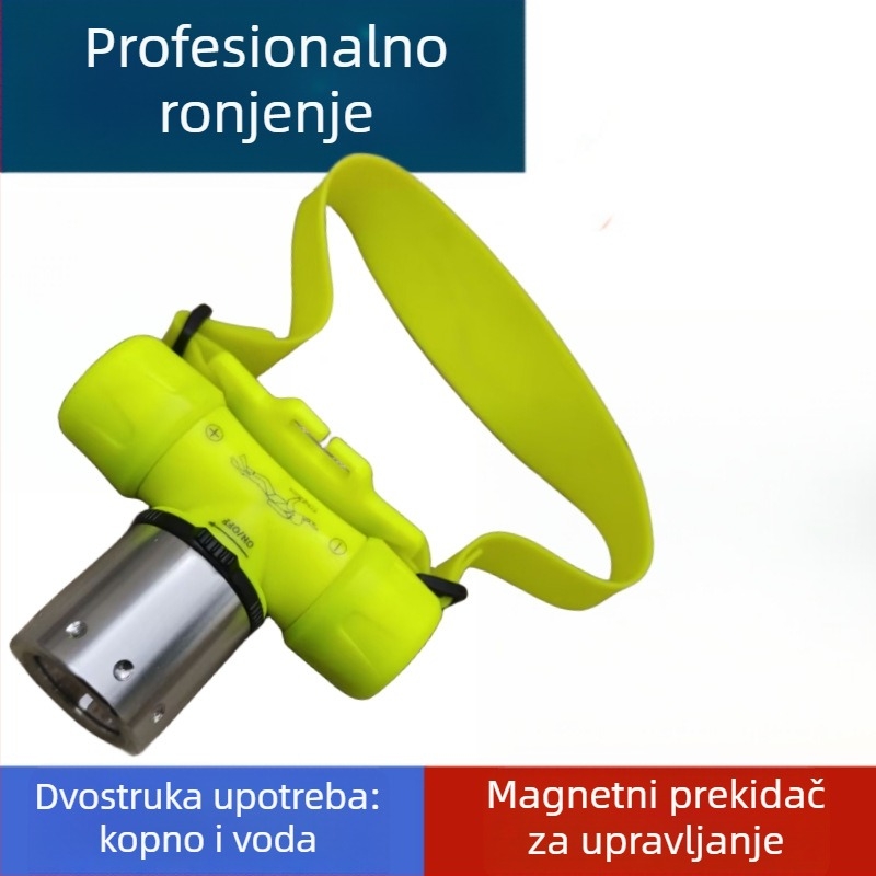 Potapljačka čelna svjetiljka – vodootporna, punjiva, ultra sjajna podvodna svjetiljka za duboka ronjenja