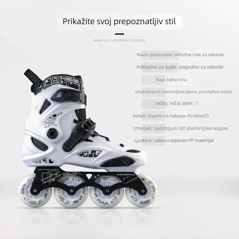 Role skates ROSELLE/Lo, jednoskolarni dizajn, PU kotači, unisex