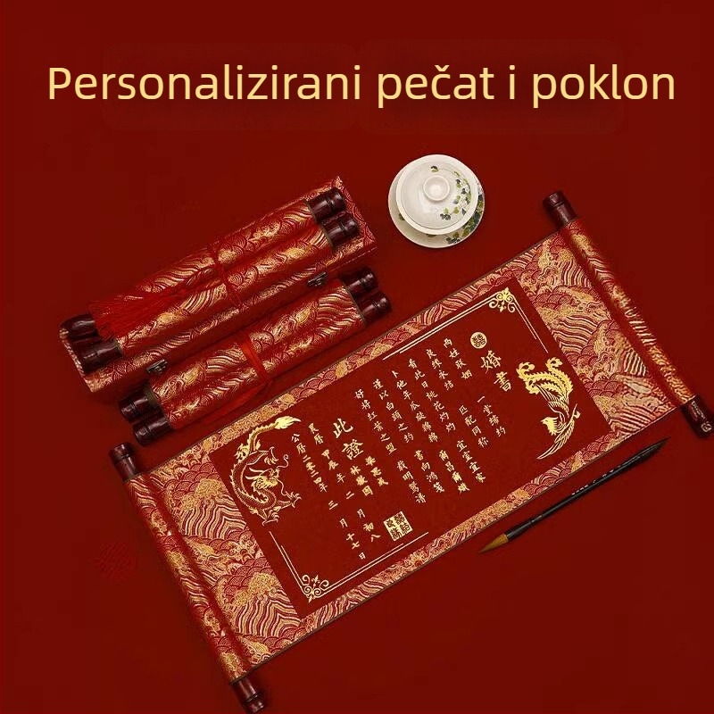 Keramički svadbeni svitak u kineskom stilu, zarucni pismo, ostale svadbene potrepštine (materijal: keramika; namjena: vjenčanje; kategorija: ostale svadbene potrepštine; uvoz: ne)