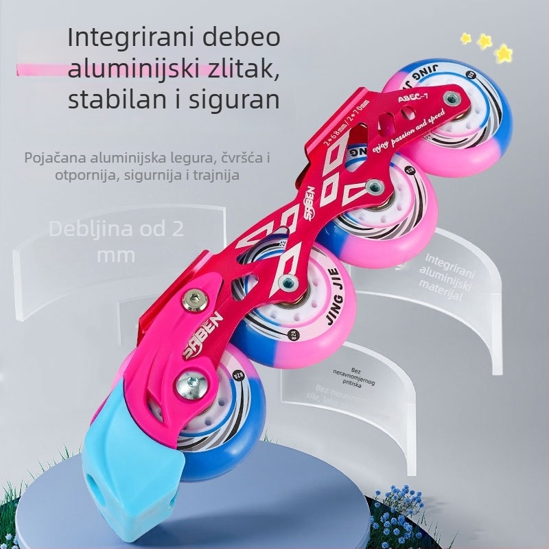Dječje profesionalne inline rolere s aluminijskim okvirom, lagane i izdržljive.