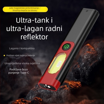 Džepna COB LED svjetiljka, 5W, baterija 300mAh, kućište od aluminijske legure, domet do 50 m