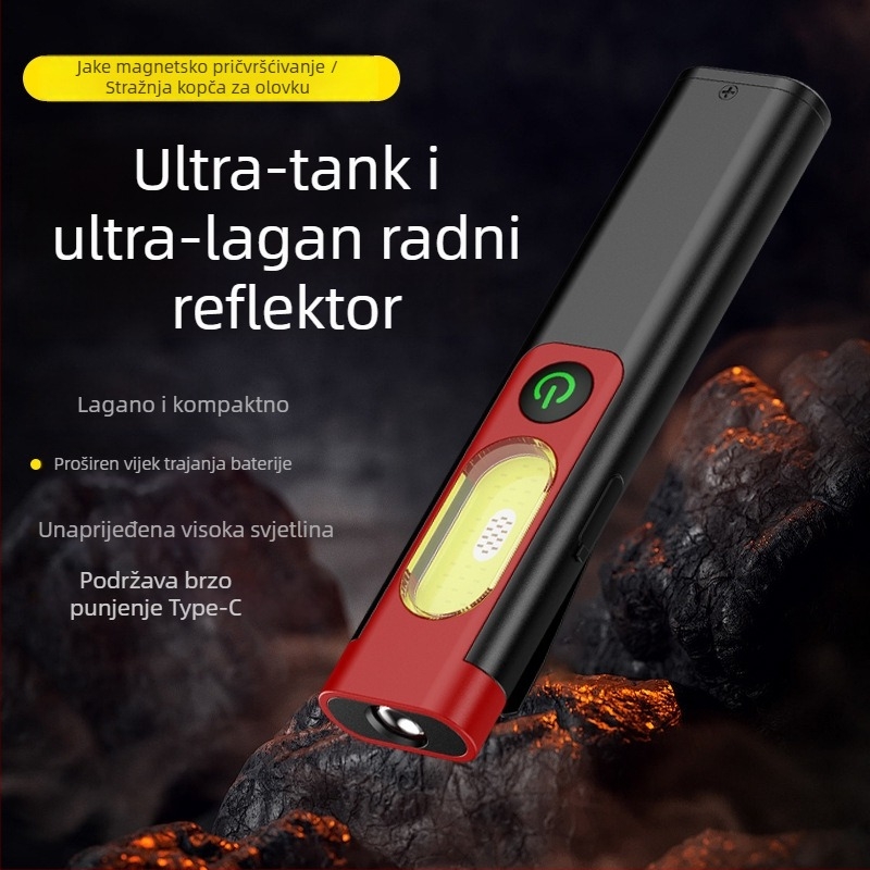 Džepna COB LED svjetiljka, 5W, baterija 300mAh, kućište od aluminijske legure, domet do 50 m