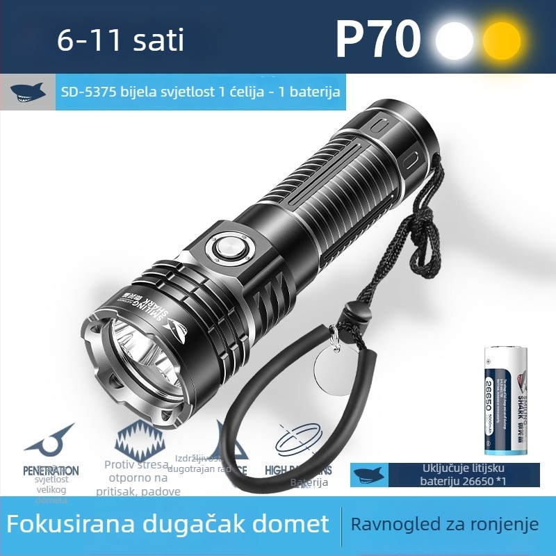 Punopunjiva podvodna LED svjetiljka za ronjenje – aluminijska legura, 800 mAh, domet 100–200 m