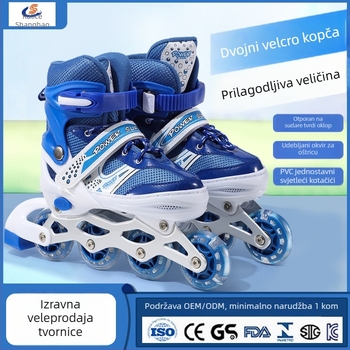 Dječje patike za rolanje Shanghao - gornji dio PU+ mreža, potplat TPR, kotači u jednom redu, PVC kotači, za uzrast 3-12 godina