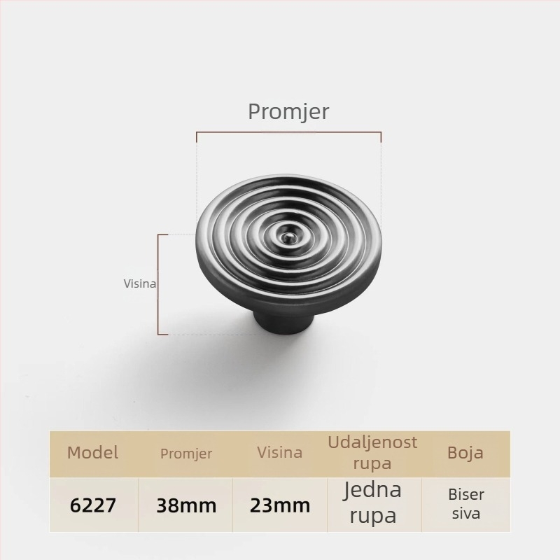 Polukružna ručka za vrata ormara od cinkove legure, moderan luksuzni dizajn