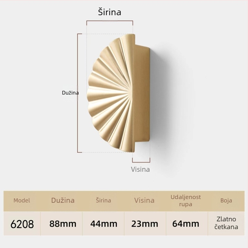 Polukružna ručka za vrata ormara od cinkove legure, moderan luksuzni dizajn