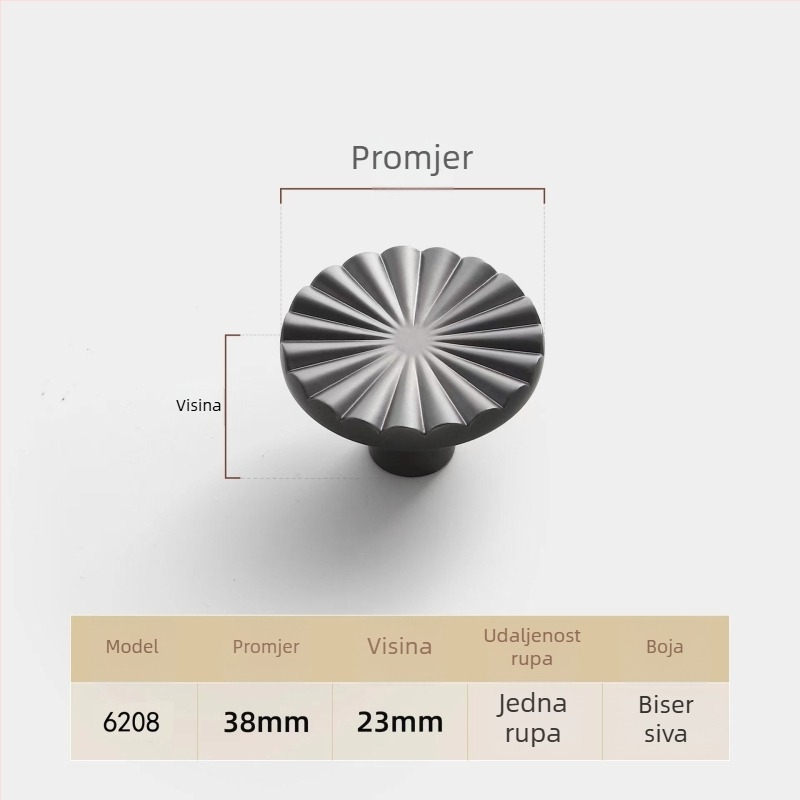 Polukružna ručka za vrata ormara od cinkove legure, moderan luksuzni dizajn