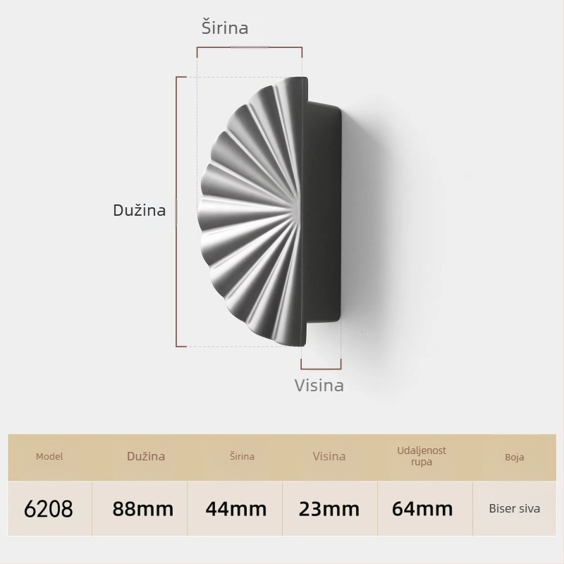 Polukružna ručka za vrata ormara od cinkove legure, moderan luksuzni dizajn