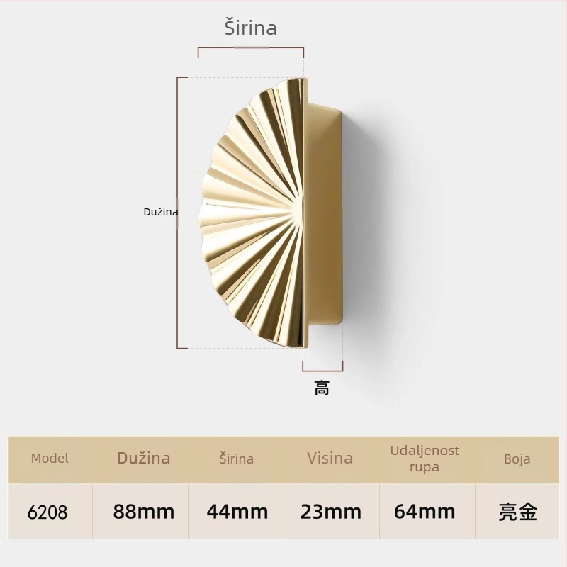 Polukružna ručka za vrata ormara od cinkove legure, moderan luksuzni dizajn