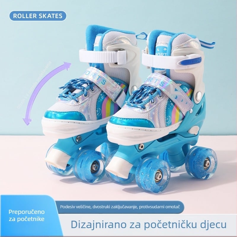 Dječje rolkice za početnike – za dječake i djevojčice, četiri kotača, dvostruki red kotača, PVC gornji dio, potplat 20213