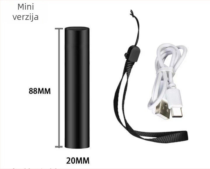 UV flashlight 365 nm za identifikaciju novca i nefrita, tijelo od aluminijske legure, LED izvor, baterija 1200 mAh uz punjenje i ručno pokretanje, domet 200–500 m