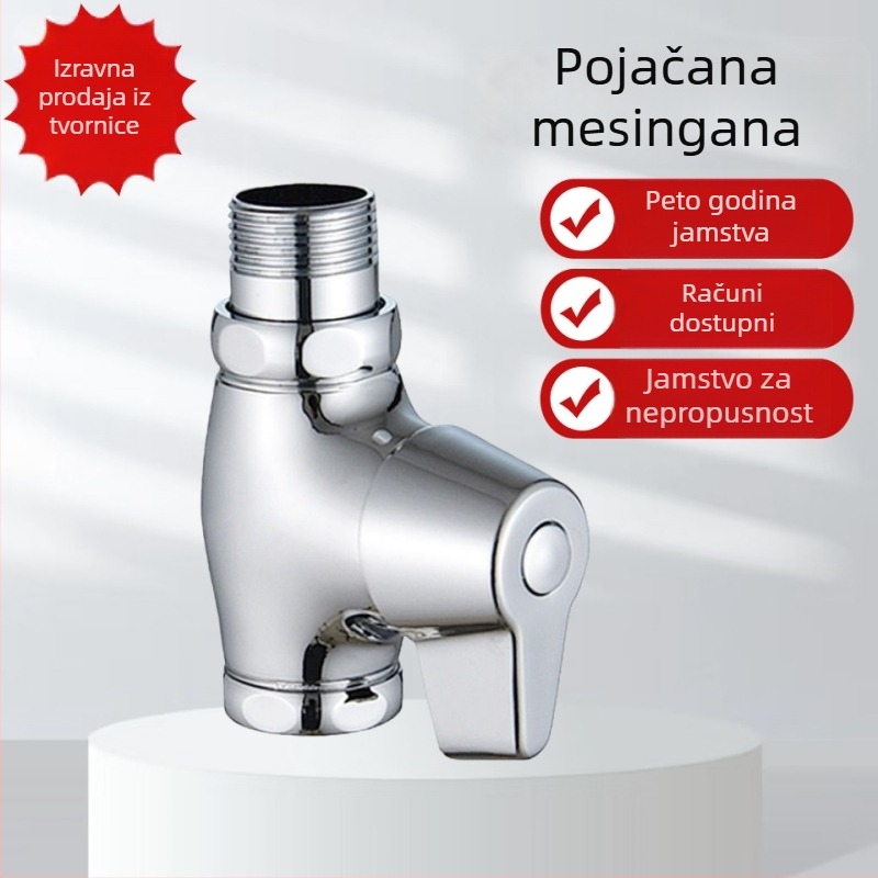 Push-type ispirna ventila za klozet tip squat, model brzog otvaranja, bakar, izlaz 1 inč, vrijeme ispiranja 5–8 s, radni tlak 0,1–1,0 MPa