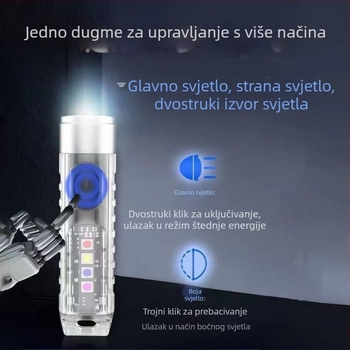 Kompaktna LED svjetiljka s ključem i magnetskim držačem, aluminijska zlitina + PC, USB punjenje, domet do 50 m, model T18