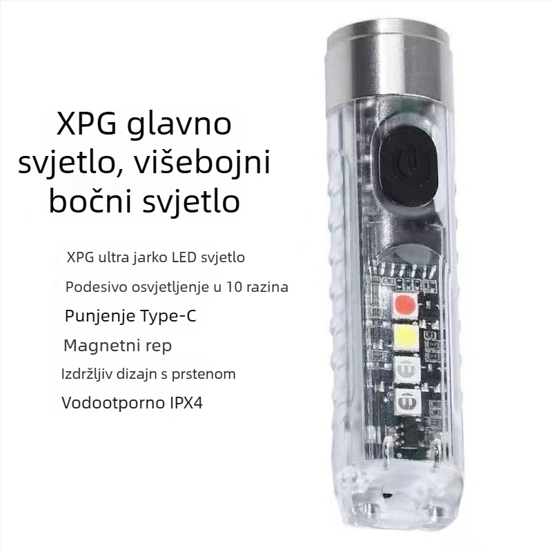 Kompaktna LED svjetiljka s ključem i magnetskim držačem, aluminijska zlitina + PC, USB punjenje, domet do 50 m, model T18