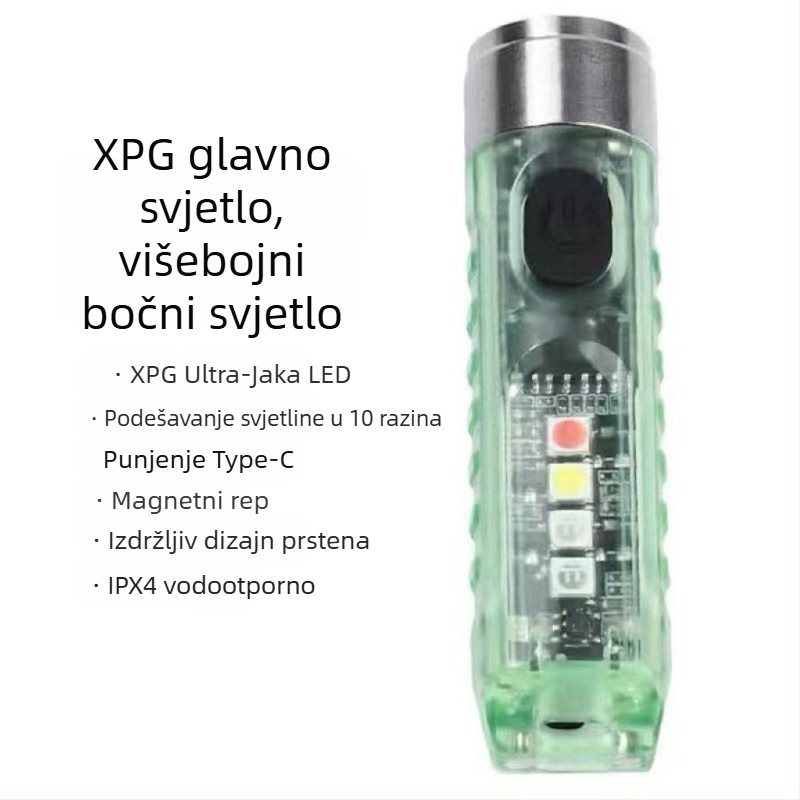 Kompaktna LED svjetiljka s ključem i magnetskim držačem, aluminijska zlitina + PC, USB punjenje, domet do 50 m, model T18