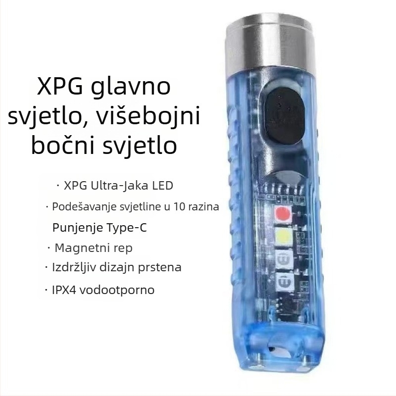 Kompaktna LED svjetiljka s ključem i magnetskim držačem, aluminijska zlitina + PC, USB punjenje, domet do 50 m, model T18