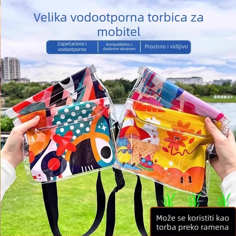 Vodootporna torbica za telefon oko struka – s prugastim uzorkom, unisex, pogodno za plivanje i ronjenje